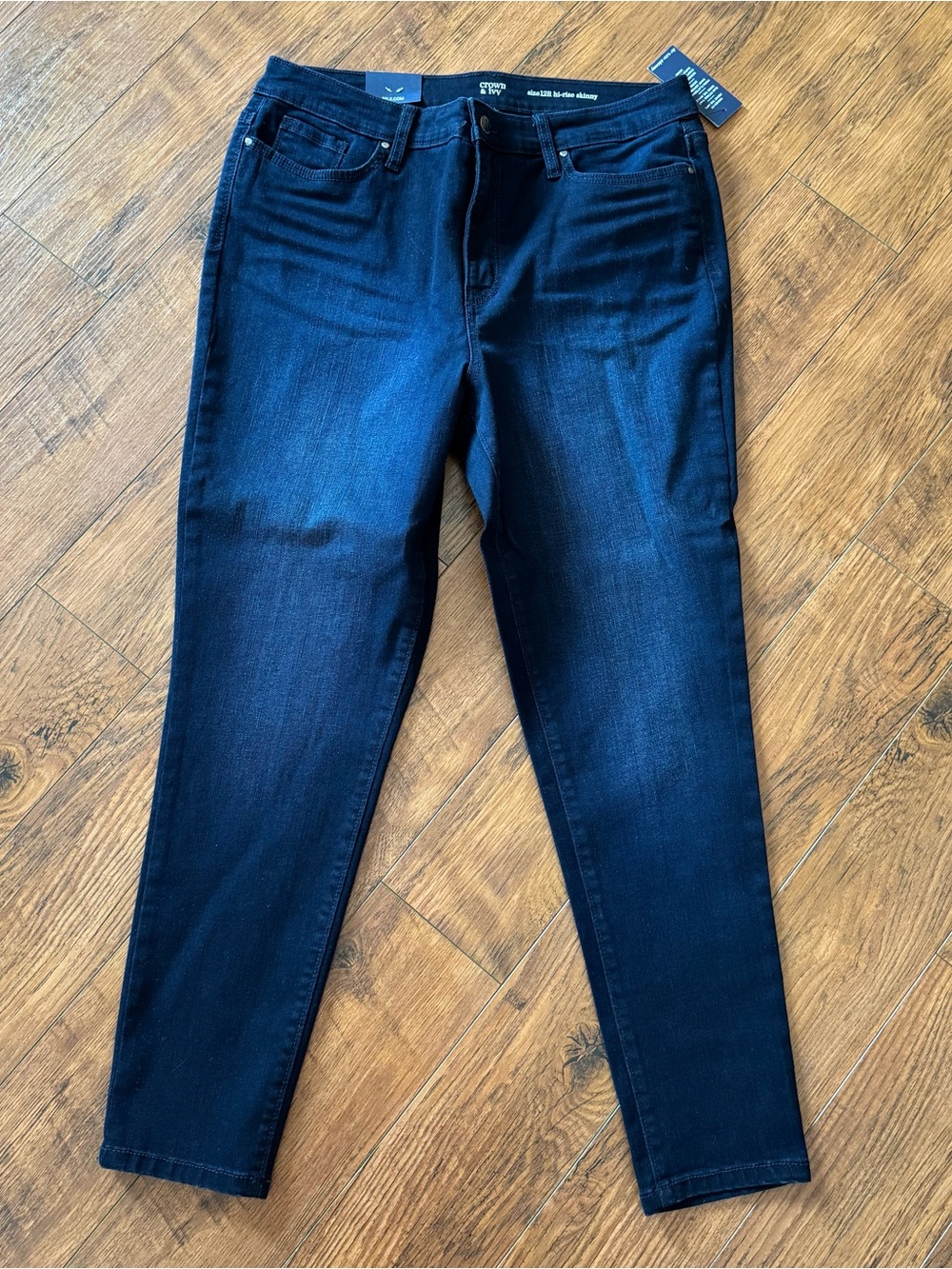 New NWT Crown & Ivy Jeans Women’s Size 12 Hi Rise Skinny Denim Dark Wash High